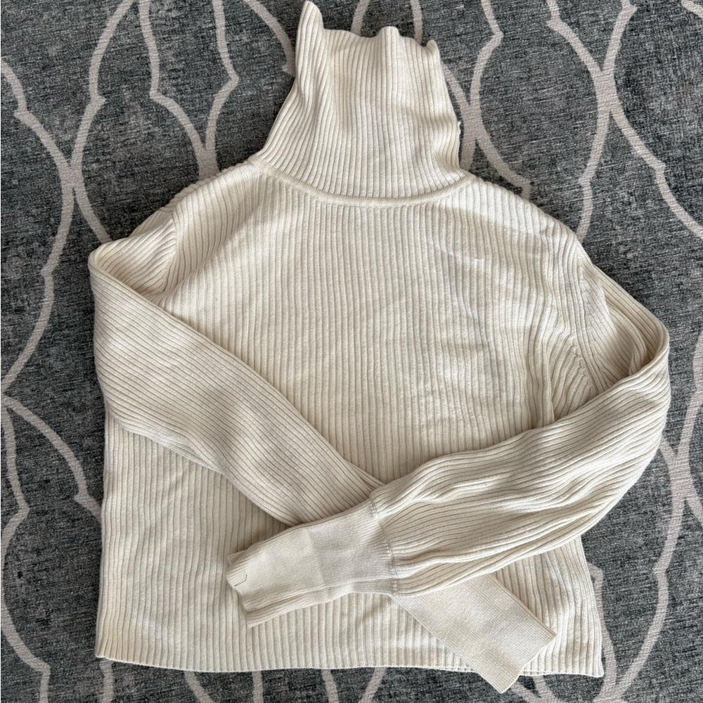 Dynamite Cream Ribbed Turtleneck Sweater